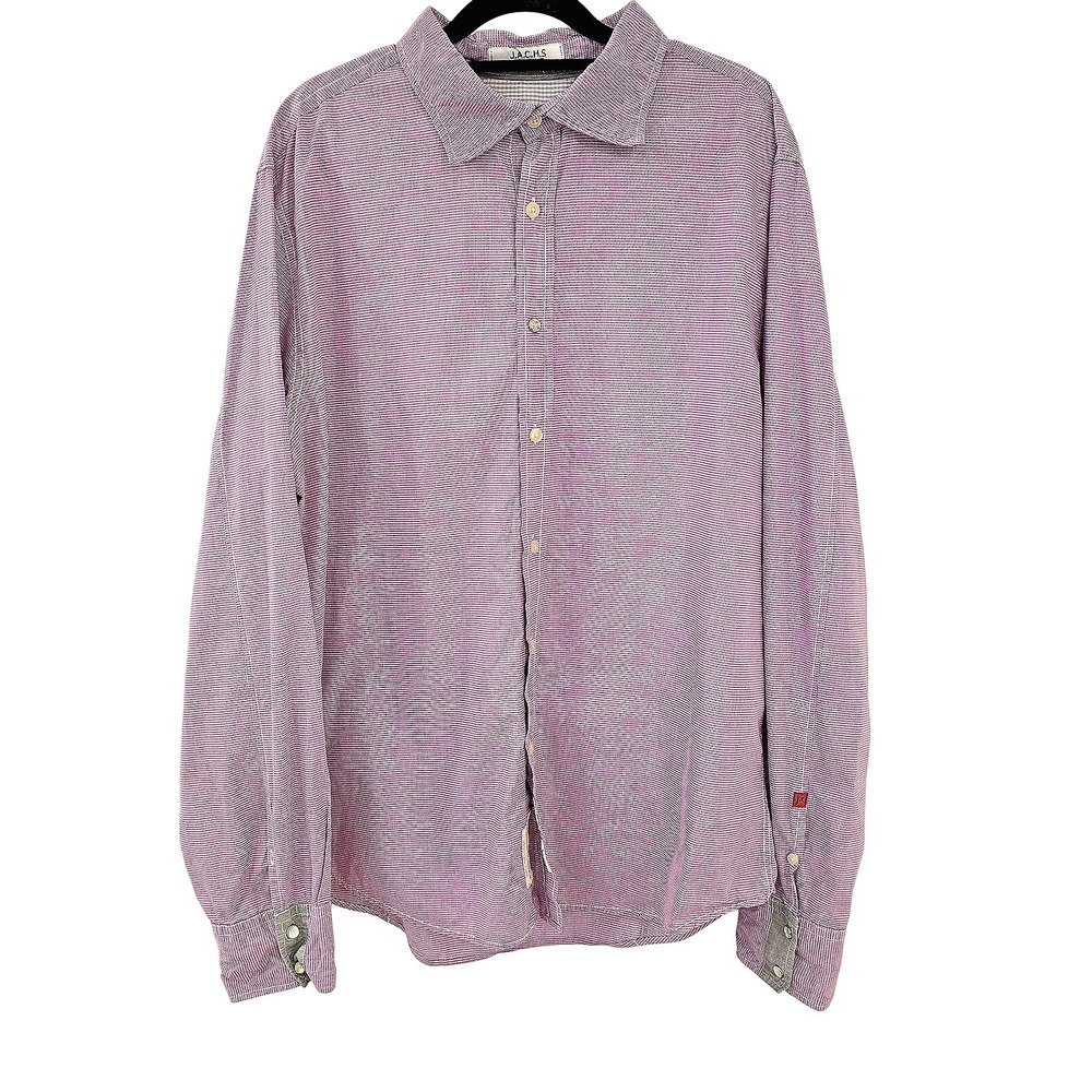 Purple Gingham Button Up Long Sleeve JACHS Just A Cheap Shirt Mens 2XL